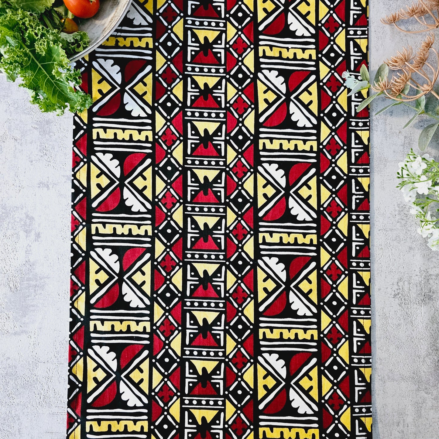 Handmade Table Runner 160x35cm | 180x35 | 200x35cm | African Print "Mudcloth" Bogolan Inspired Print Made from 100% African Print Fabric-2