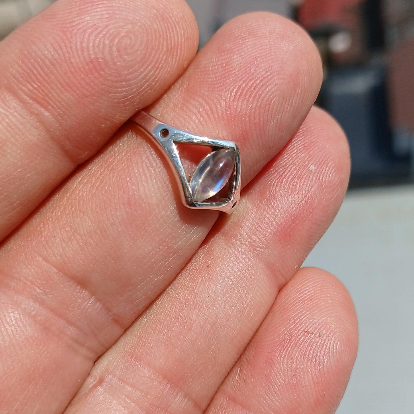 Handmade Moonstone Ring, Moonstone Silver Ring, Marquise Moonstone silver Ring, Sterling Silver Ring, Marquise Moonstone, Minimalist Ring -Size 6.5-1