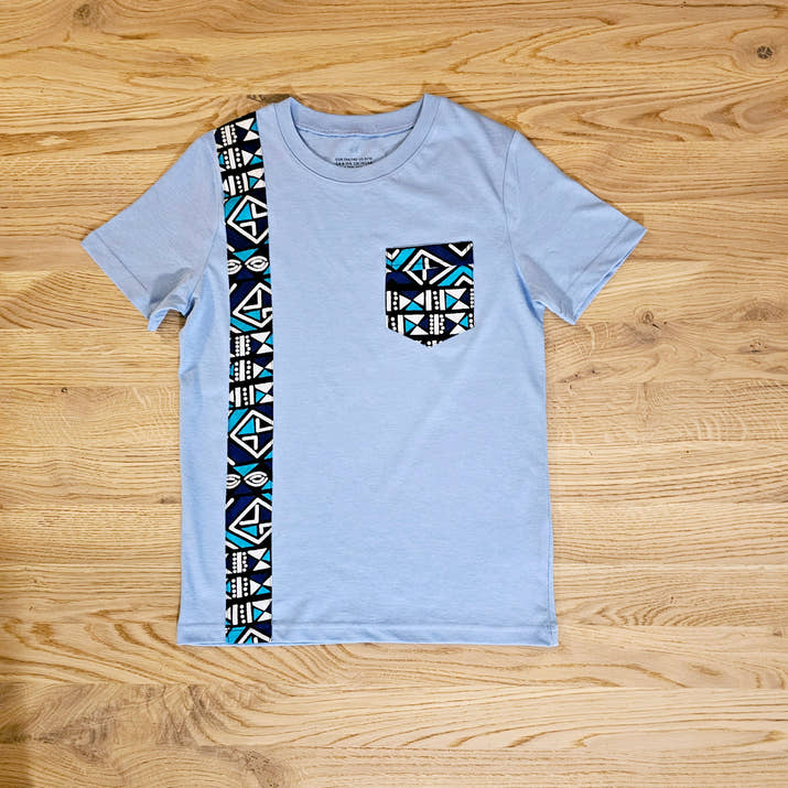 Kids T-shirt with African Ankara Print Detail | 100% cotton-0