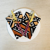 Handmade Table Runner and Set of 8 Napkins | African Print "Mudcloth" Bogolan Inspired Print Made from 100% African Print Fabric-1