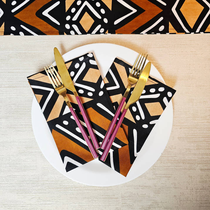 Handmade Table Runner and Set of 8 Napkins | African Print 