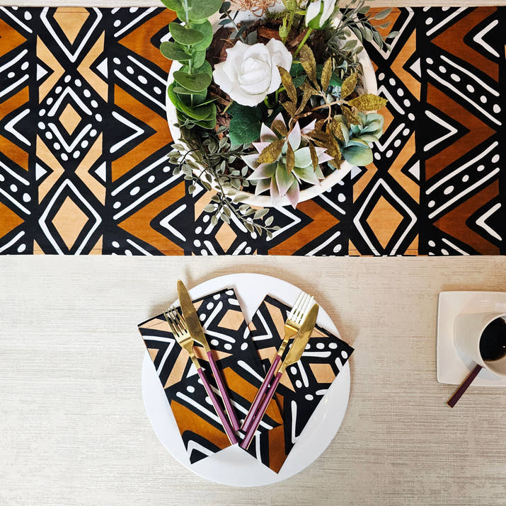Handmade Table Runner and Set of 8 Napkins | African Print 