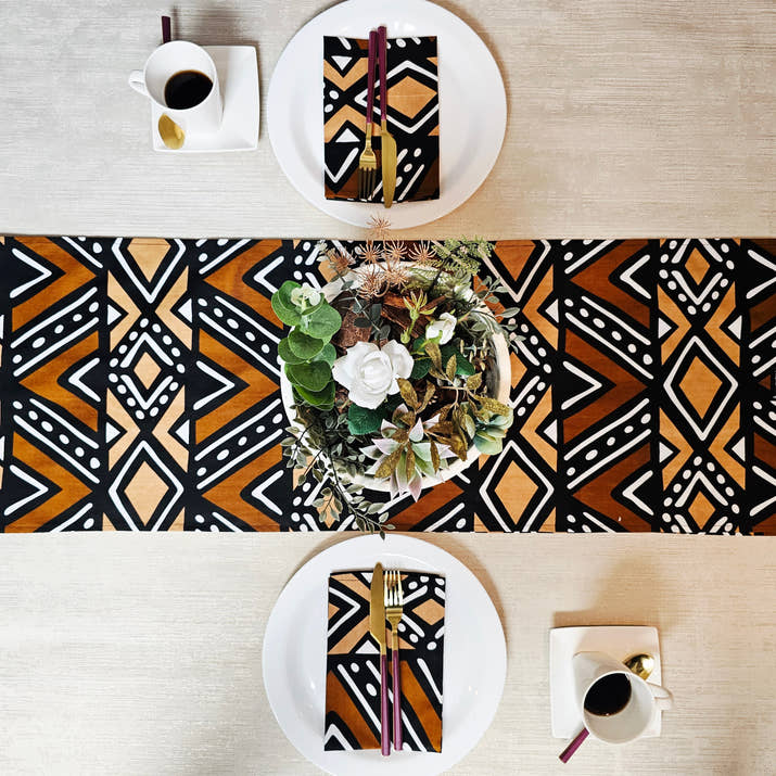 Handmade Table Runner and Set of 8 Napkins | African Print 