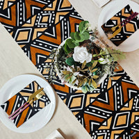 Handmade Table Runner and Set of 8 Napkins | African Print "Mudcloth" Bogolan Inspired Print Made from 100% African Print Fabric-0