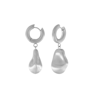 Courage Waterproof  Brushed Oganic Statement Huggie Earring Silver Plating-0