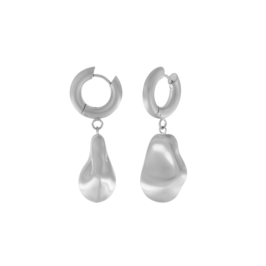 Courage Waterproof  Brushed Oganic Statement Huggie Earring Silver Plating-0