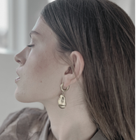 Courage Waterproof  Brushed Oganic Statement Huggie Earring Silver Plating-2