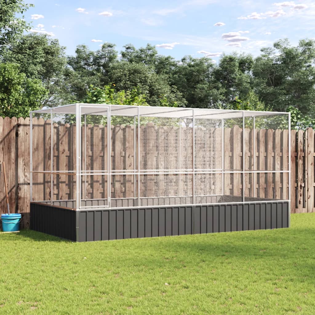 NNEVL Aviary with Extension Silver 418x207x212 cm Steel-0