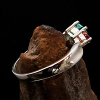 Sterling Silver Ring with Blue Apatite and orange Sapphire - Size 6.5-2
