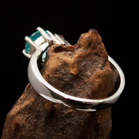 Sterling Silver Ring with Blue Apatite and orange Sapphire - Size 6.5-3