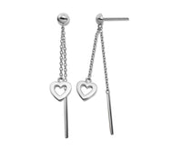 Oorhangers met Open hartje en staafje aan ketting zilver JE041S-0