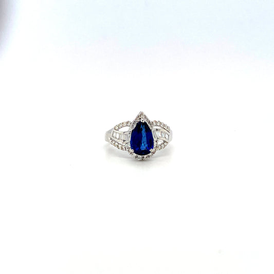 Sapphire and Diamond Ring in 18K White Gold - KGR 16559-0