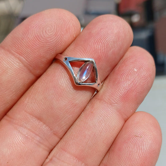Handmade Moonstone Ring, Moonstone Silver Ring, Marquise Moonstone silver Ring, Sterling Silver Ring, Marquise Moonstone, Minimalist Ring -Size 6.5-0