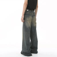 IEFB Summer Men's Denim Pants Old Blue Washed Male Jeans Straight Casual Menwear Loose Wide Leg Trousers New Fashion 9C354