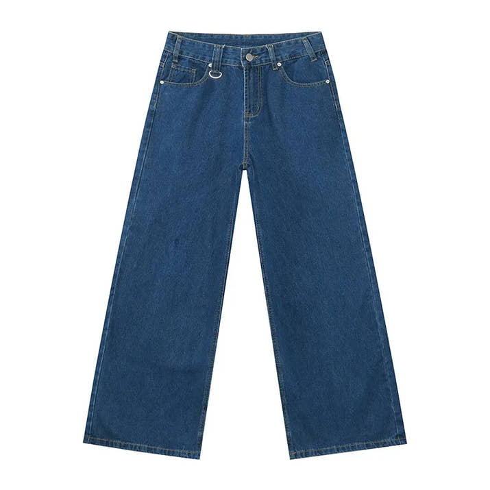 IEFB Summer Men's Denim Pants Old Blue Washed Male Jeans Straight Casual Menwear Loose Wide Leg Trousers New Fashion 9C354