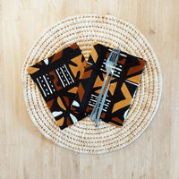 Set of 4 / 8 Napkins | 35x35cm | Black Mudcloth Print, Ankara Wax, 100% Cotton-1