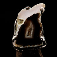 Brown Agate Ring, Sterling Silver Ring, brown and white Agate, Unique Silver Ring, Gift for Her, Druzy Agate Ring, Handmade Ring - Size 9-1