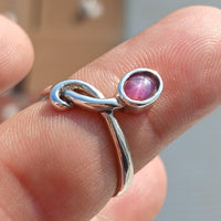 Purple Star Sapphire Ring, Sterling Silver Ring, Natural Star Sapphire, Handmade Sapphire Ring, Solitaire Silver Ring Unique Design - Size 7-0