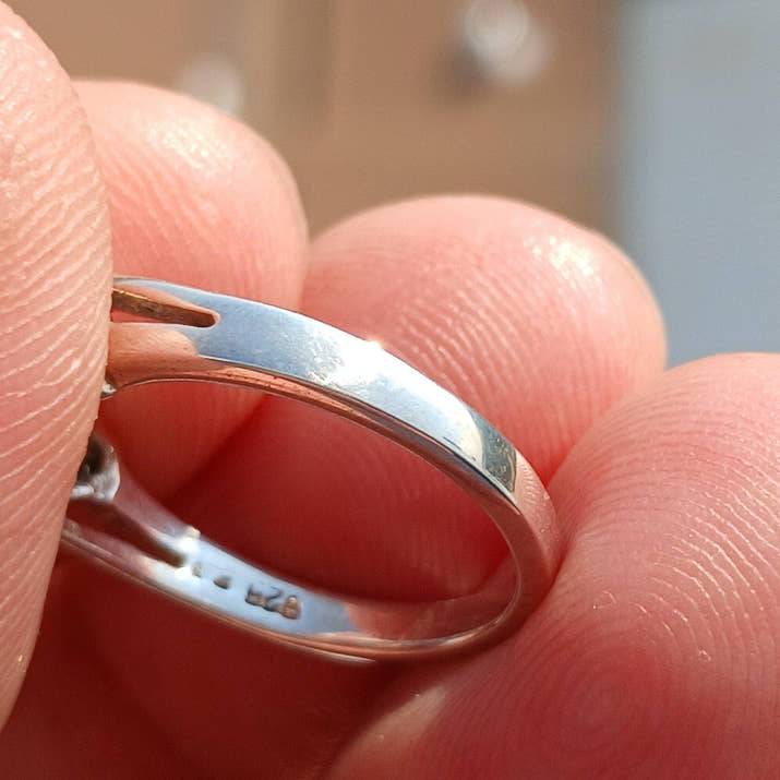 Moonstone Ring, Moonstone Silver Ring, Gemstone Sterling Silver Solitaire Ring, oval shaped Ceylon Moonstone and 6 CZ handmade ring Size 6.5-4