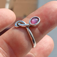Purple Star Sapphire Ring, Sterling Silver Ring, Natural Star Sapphire, Handmade Sapphire Ring, Solitaire Silver Ring Unique Design - Size 7-1