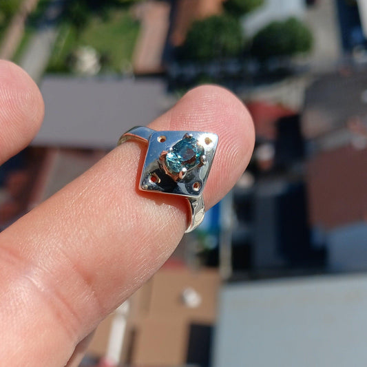 Blue Zircon Ring, Natural Gemstone Ring, Sterling Silver Ring, Solitaire Ring, oval Cut Blue Zircon, minimalist, gift for her - Size 5.5-0