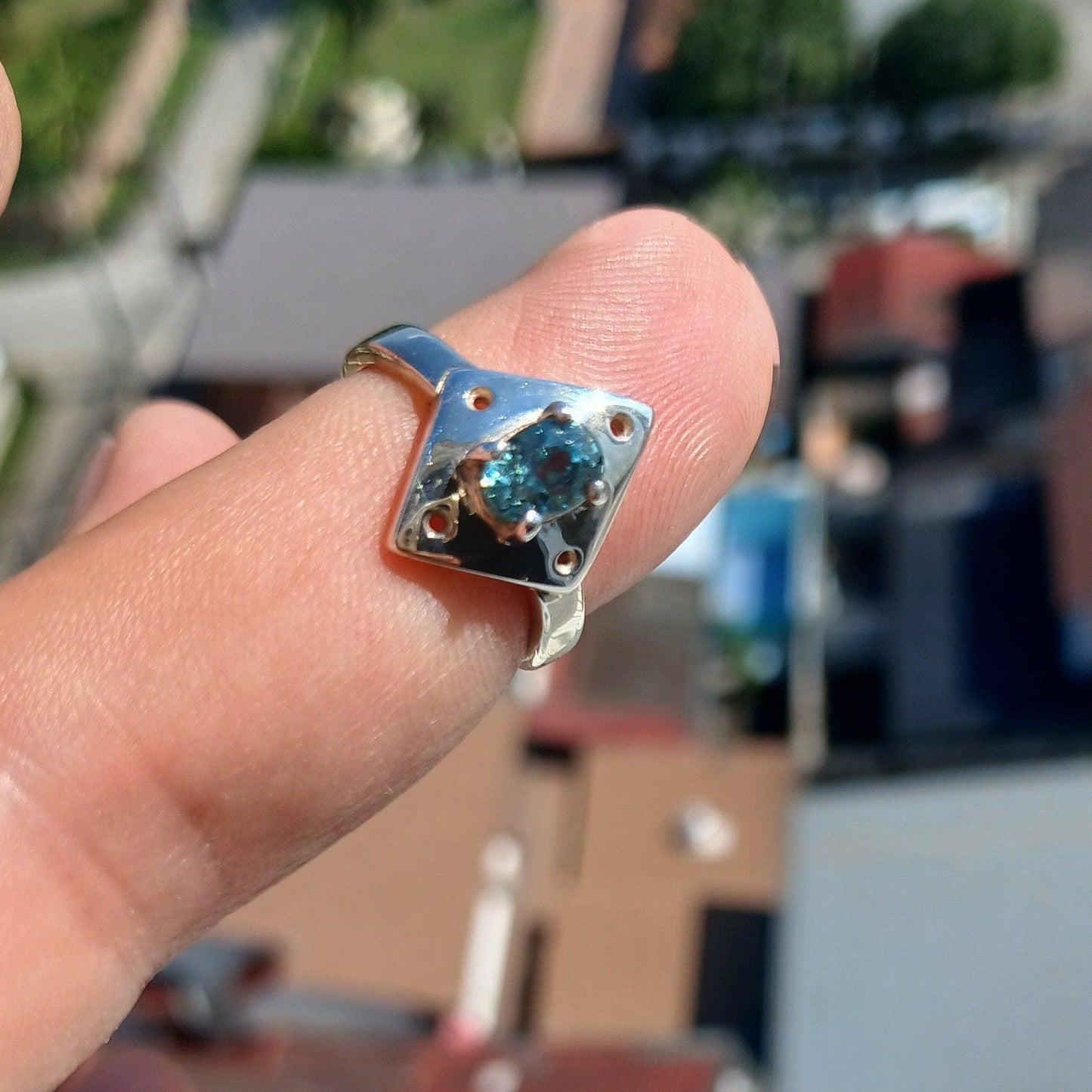 Blue Zircon Ring, Natural Gemstone Ring, Sterling Silver Ring, Solitaire Ring, oval Cut Blue Zircon, minimalist, gift for her - Size 5.5-3
