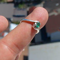 Emerald Ring, Sterling Silver Ring, natural green Emerald, Pear Shaped Emerald, handmade emerald ring, unique design, gift for her, Size 6-2