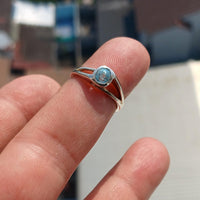 Natural Blue Zircon Ring, Sterling Silver Ring, Blue Gemstone Ring, Solitaire Ring, Oval Natural Blue Zircon, Gift for Her, Unique Design - Size 5.5-3