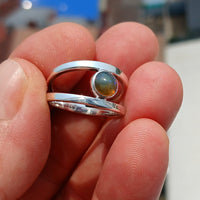 Opal Ring, Opal Silver Ring, Sterling Silver Solitaire Ring, Natural Multi color Opal, Handmade Opal ring, View catching Gift for Her Size 8-4