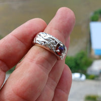 Opal Ring, Opal Silver Ring, Sterling Silver Solitaire Ring, Natural Multi color Opal, Handmade Opal ring, Floating Silver Design,  Size 8-2