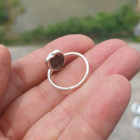 Black Star Sapphire Ring, Sterling Silver Ring, Heart shaped Ring, Black Sapphire Ring, Gift, Unique Design, Star Sapphire Ring - size 7-2