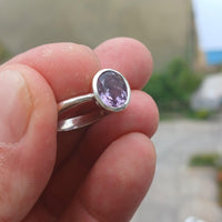 Amethyst Ring, Sterling Silver Ring, Solitaire Ring, Purple Amethyst, handmade silver ring, gemstone silver ring, gift for her - Size 7.5-3
